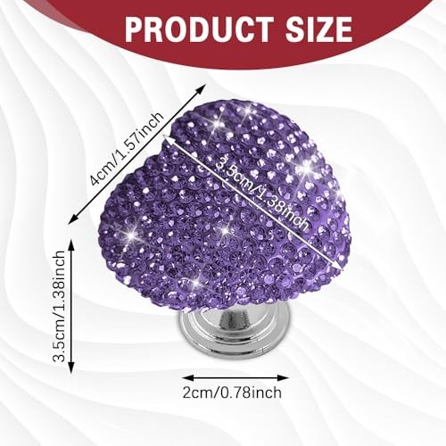 Bling Car One-Touch Start Button, Push Start Button Cover, Heart Purple #1