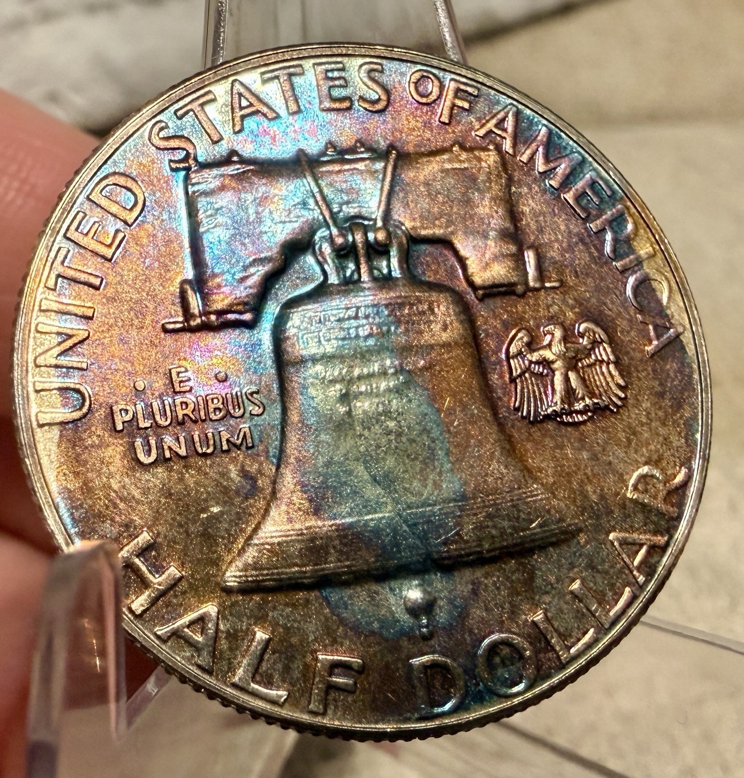 1963 Franklin Half Dollar Pristine Gem Proof Rainbow Toned