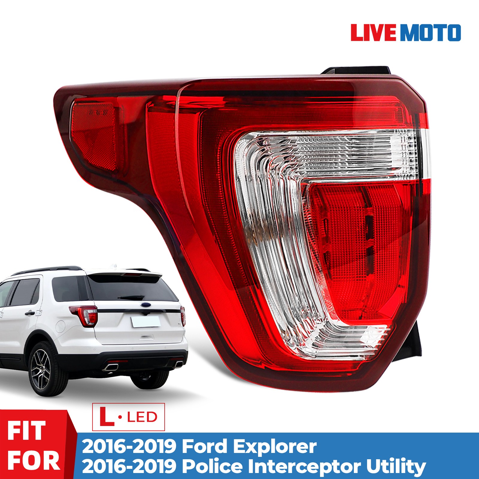 LED Tail Light For 2016-2019 Ford Explorer w/ Bulb Driver Left Side