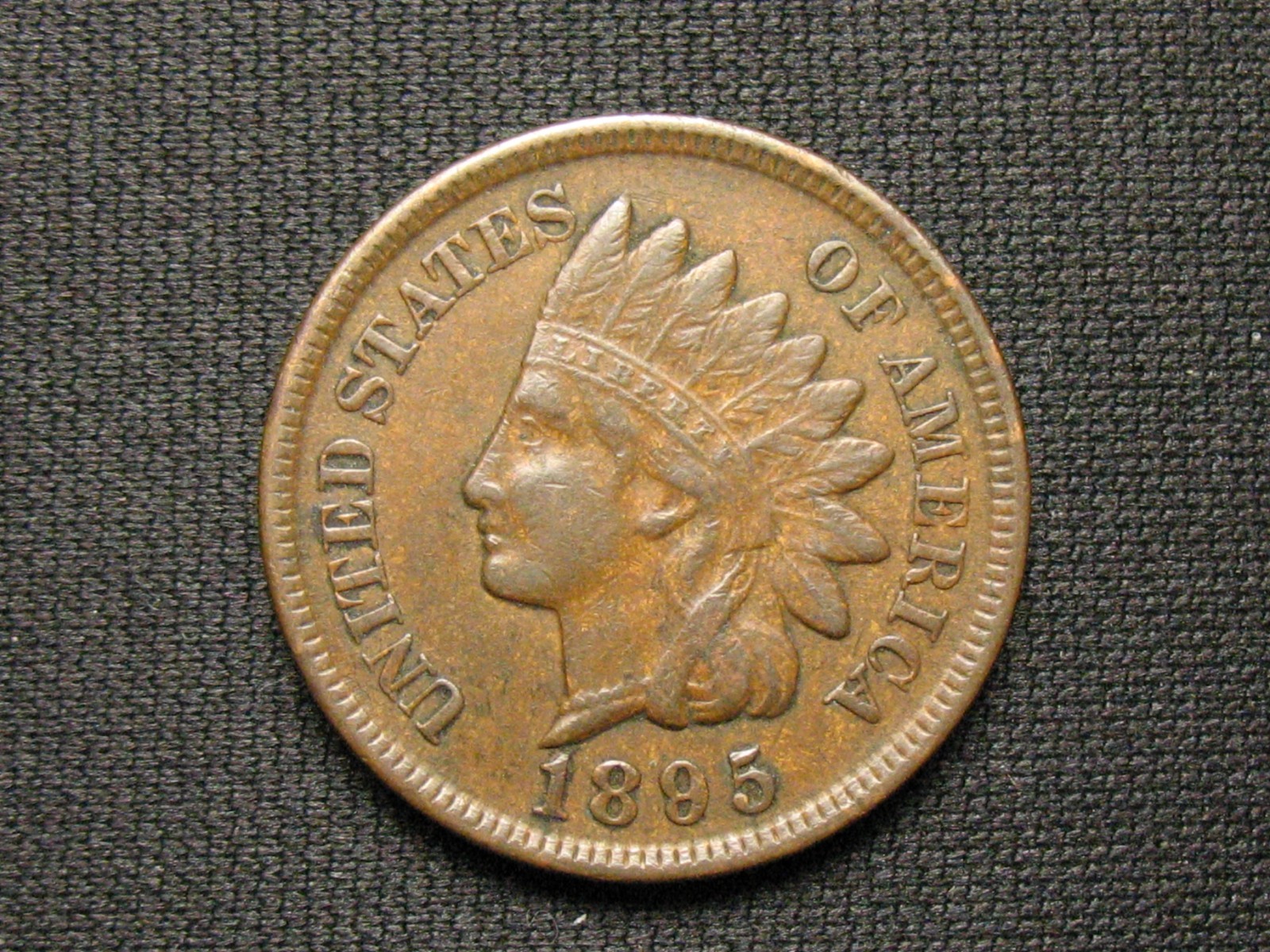 OLD COPPER COIN! AU 1895 INDIAN HEAD CENT PENNY FULL LIBERTY & DIAMONDS LOT 38