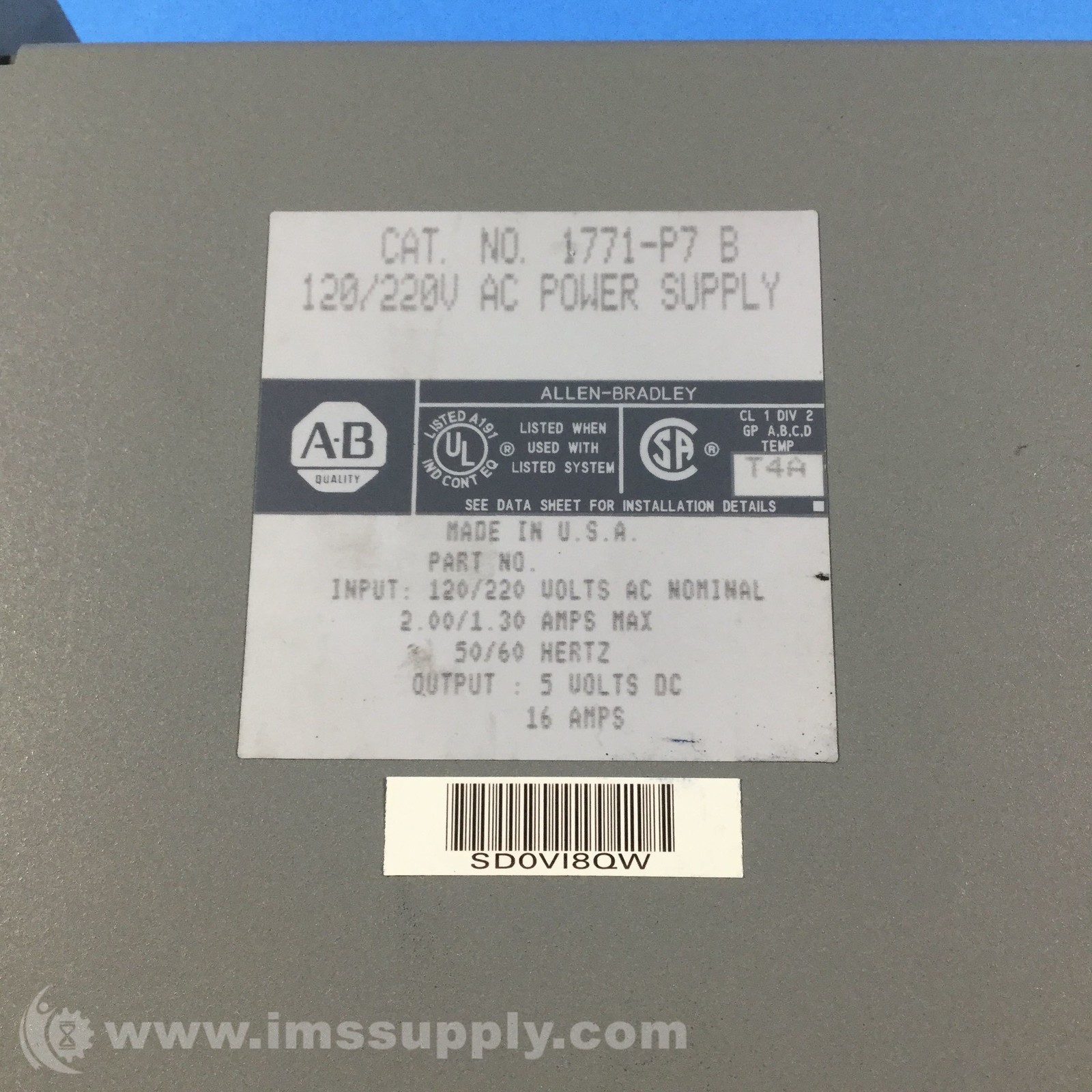 Allen Bradley 1771-P7 Power Supply Module USIP