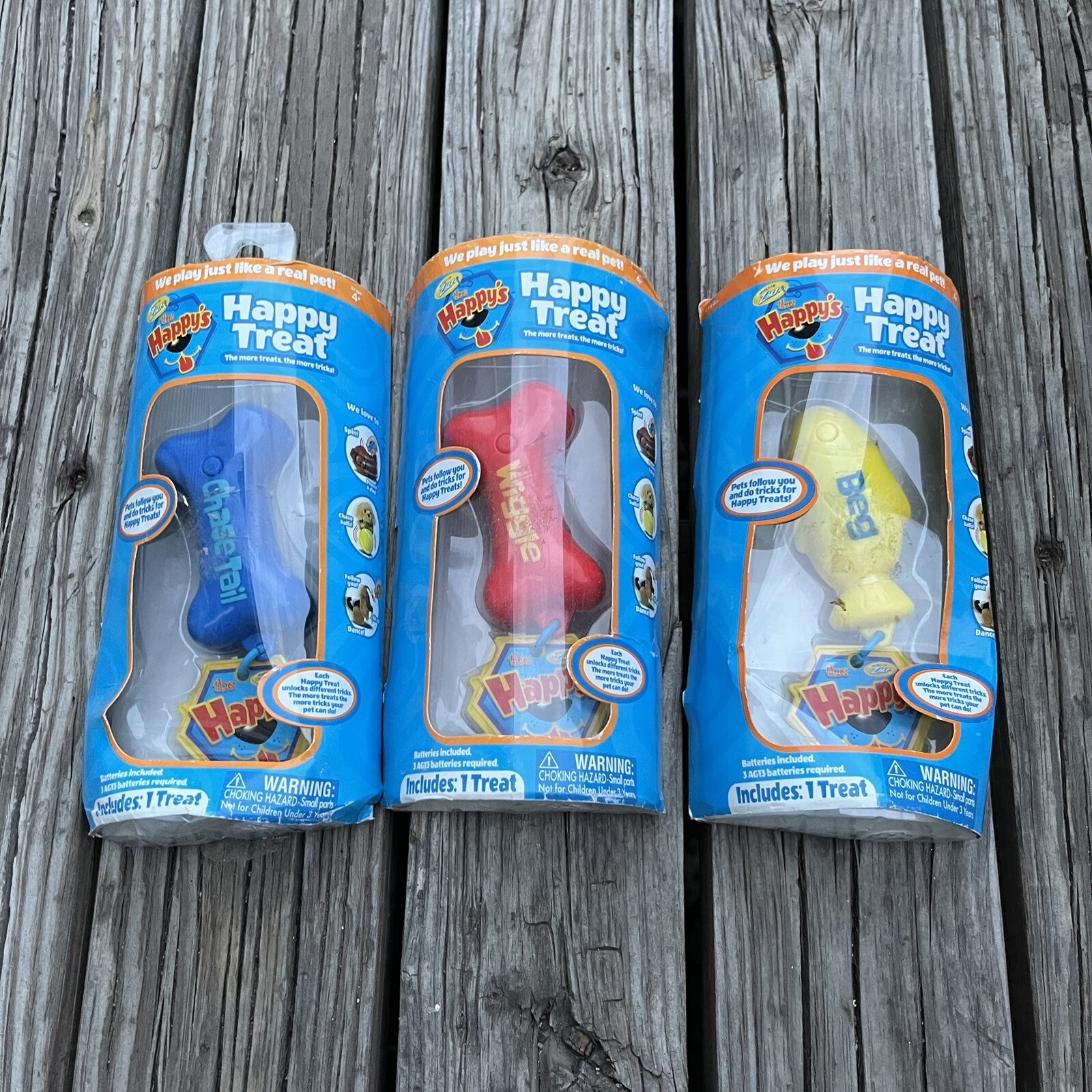 Zhu Happy's Happy Treat Set of 3 Chase Tail Wiggle Beg New