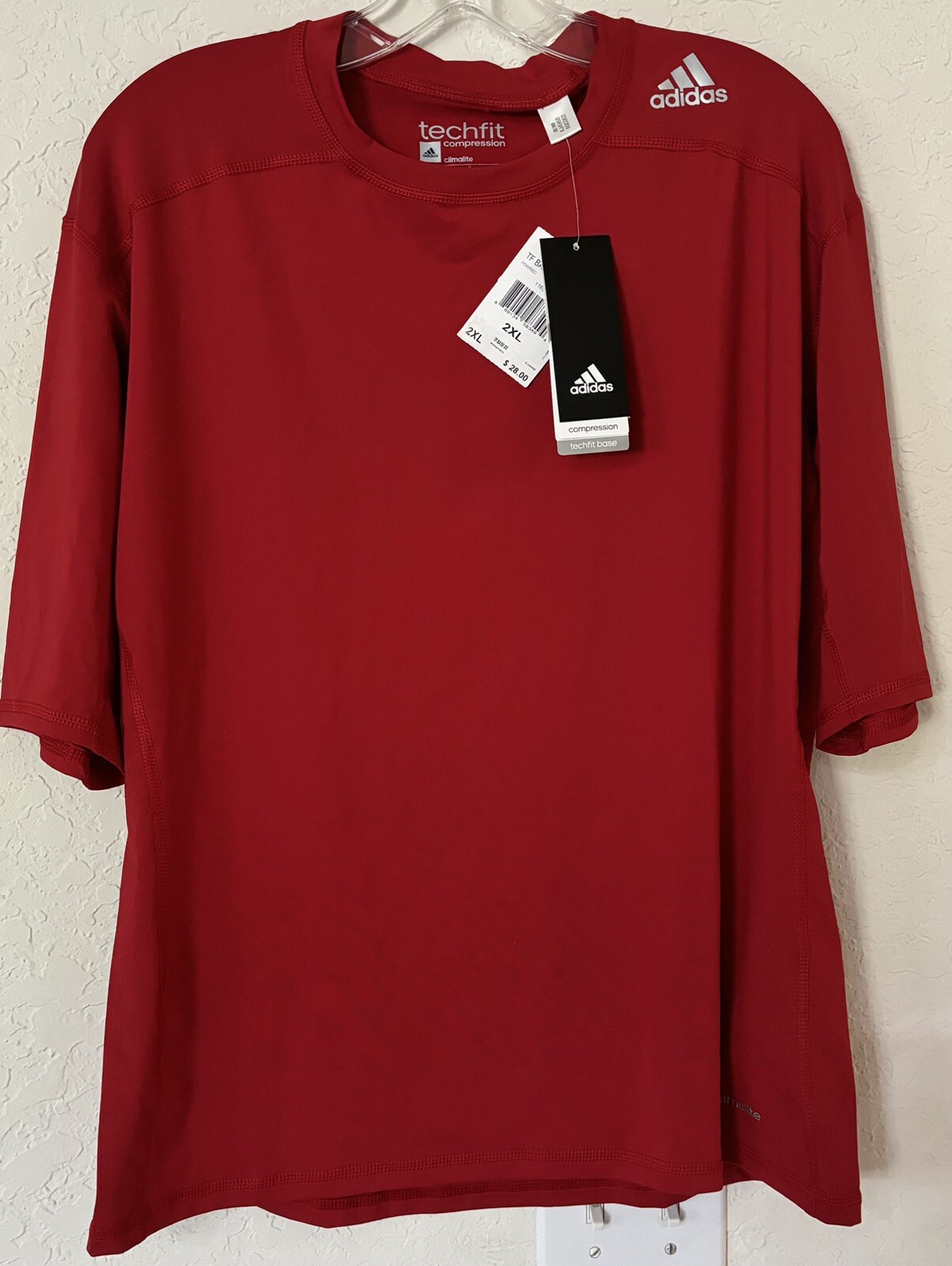 Adidas Techfit Compression TF Base SS Climalite 2XL Tee AJ4968 Red