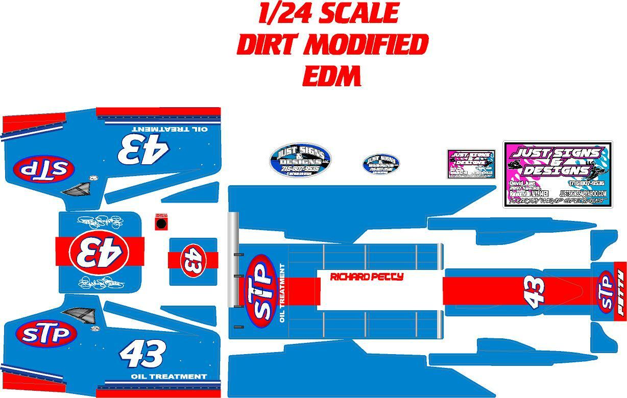 EDM MUDBOSS DIRT MODIFIED 1X24 SCALE RICHARD PETTY THEME WRAP KIT