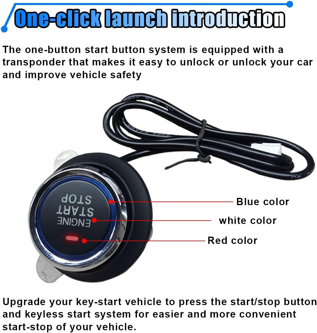 Car Push Engine Start Button Kit, Upgrade Push to Start Ignition Kit, Smart