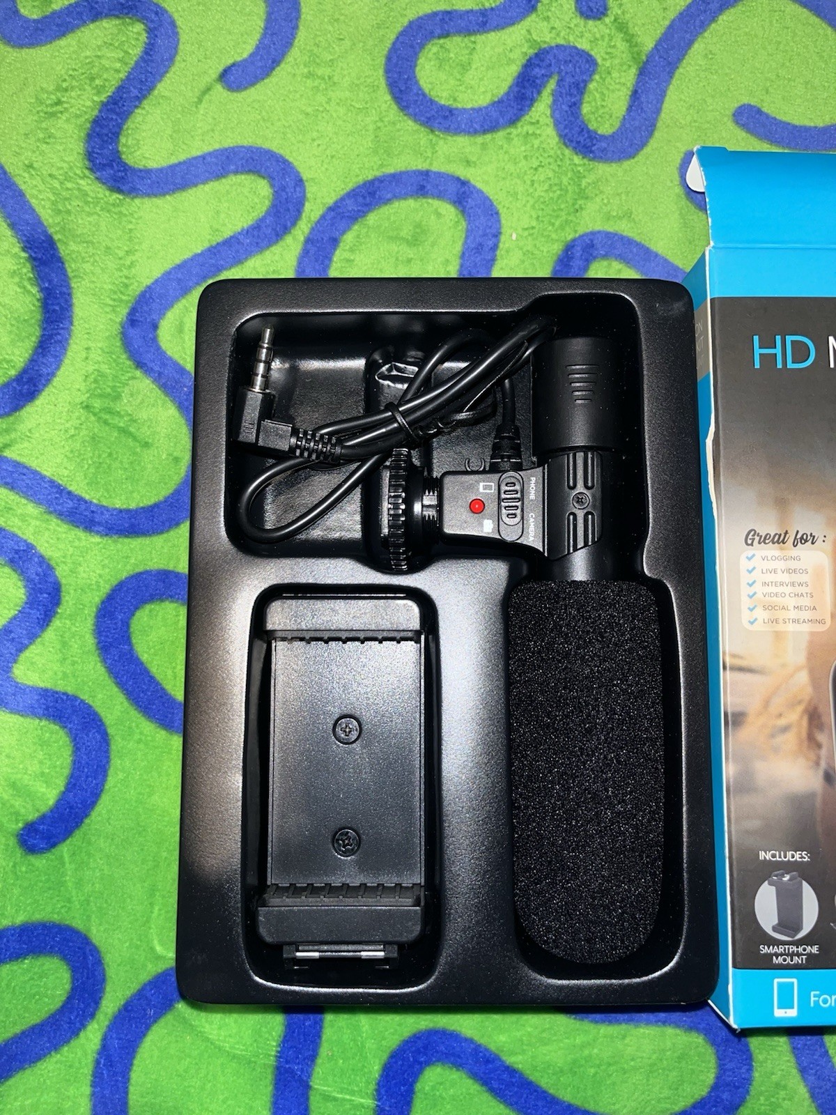 New Bower HD Microphone Kit Smartphone Mount w/Battery CR2, 3V Sealed