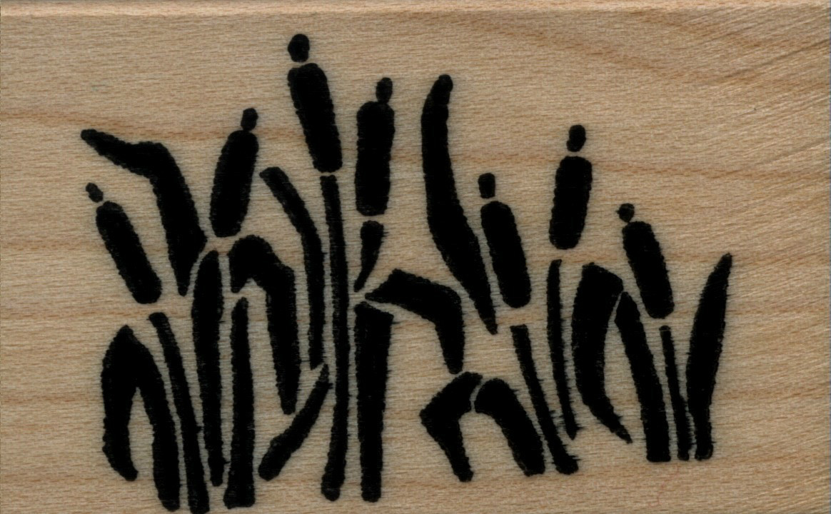 mounted  rubber stamps  Marsh Grass Sm size  wood mount 1 1/4" X 2"