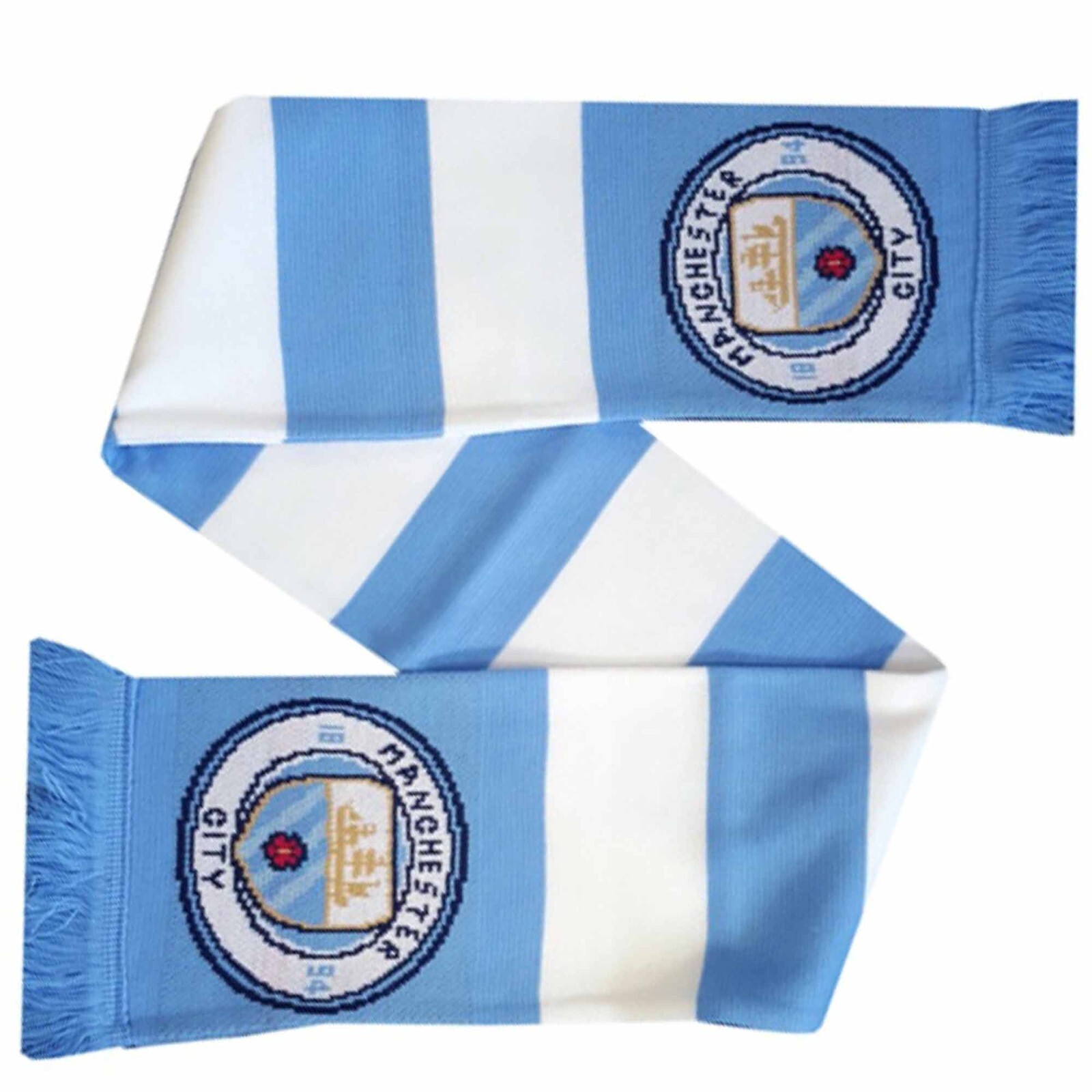 New Official Manchester City Soccer Scarf, Man City Fans Soccer Crest Bar Scarf