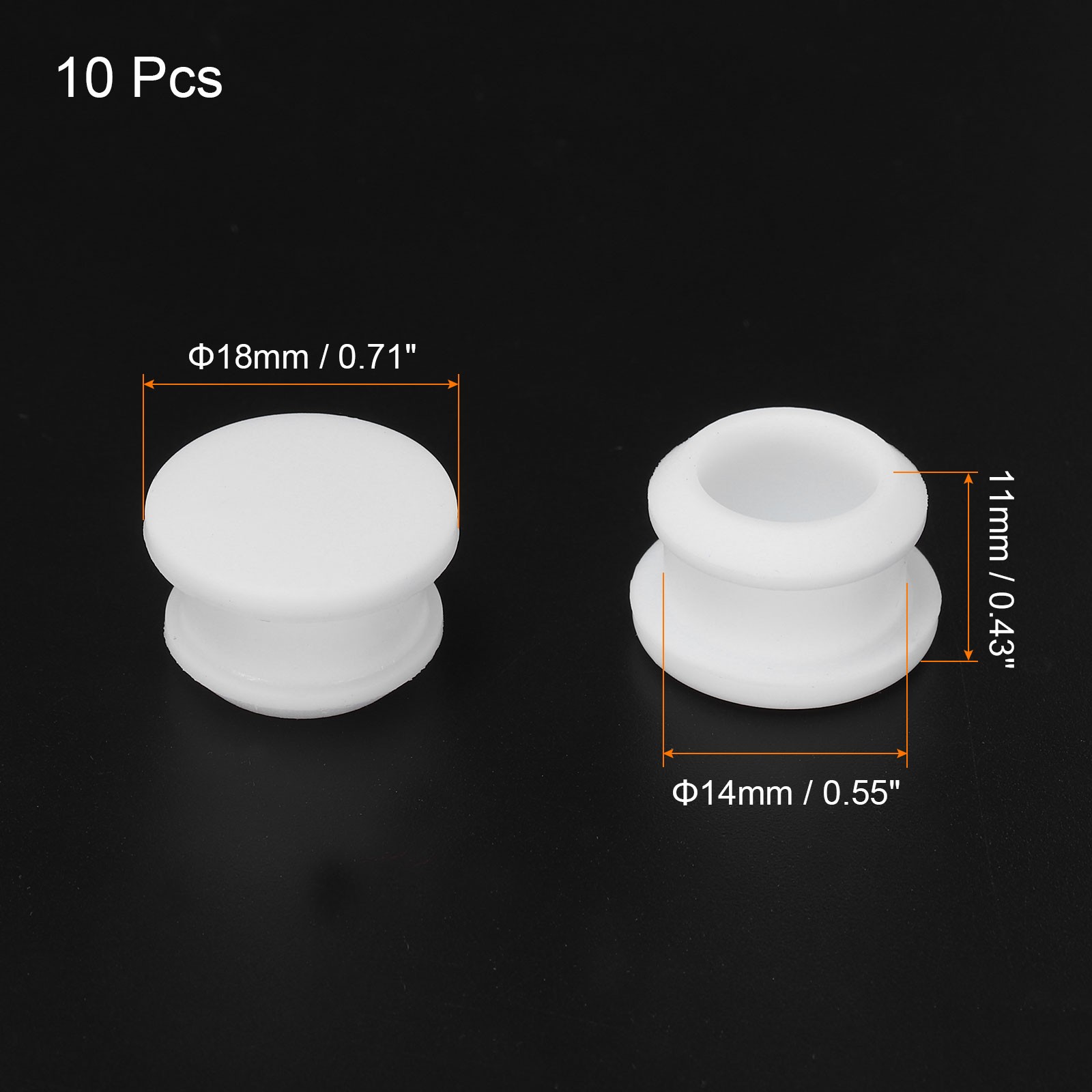 10pcs Silicone Hole Plugs Flush Type Panel Round Hole Plugs 14mm Diameter