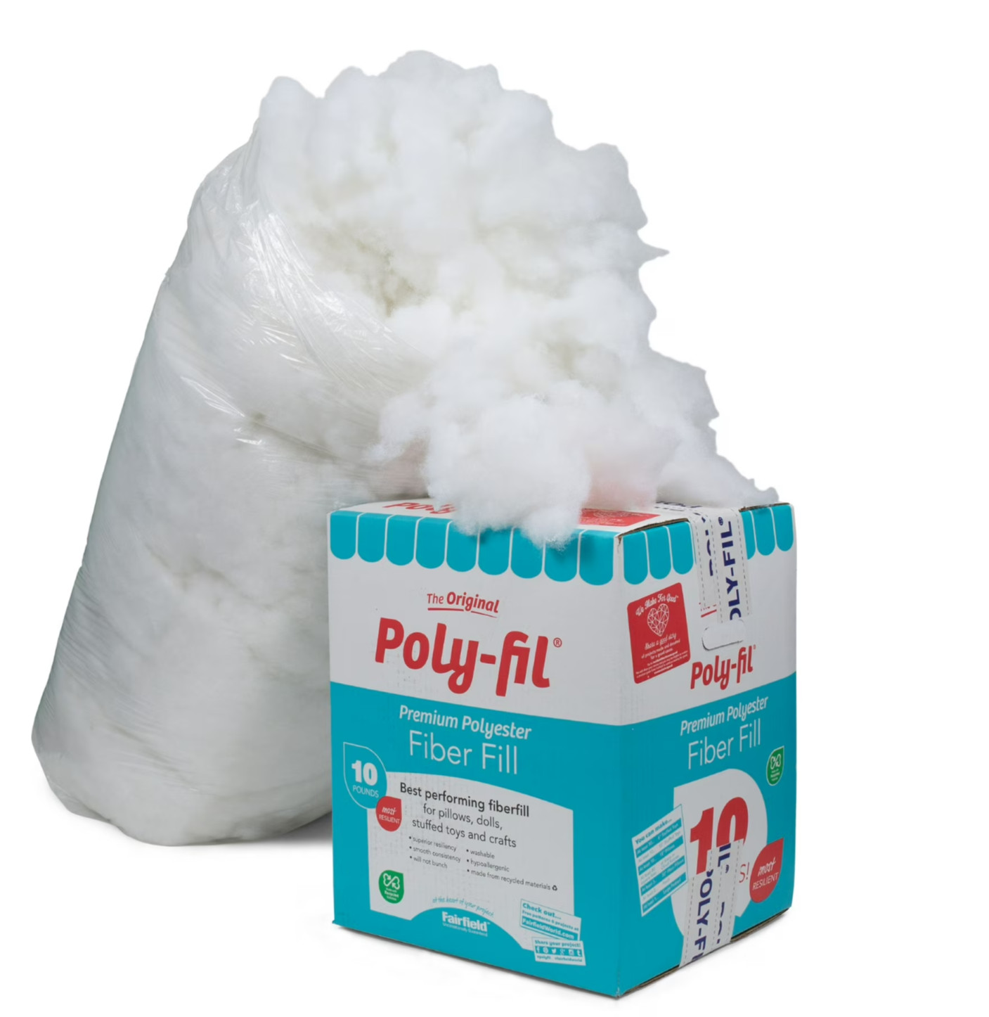 Poly-Fil Premium Polyester Fiberfill Stuffing 10 lb Bulk Box Craft Pillow Toy