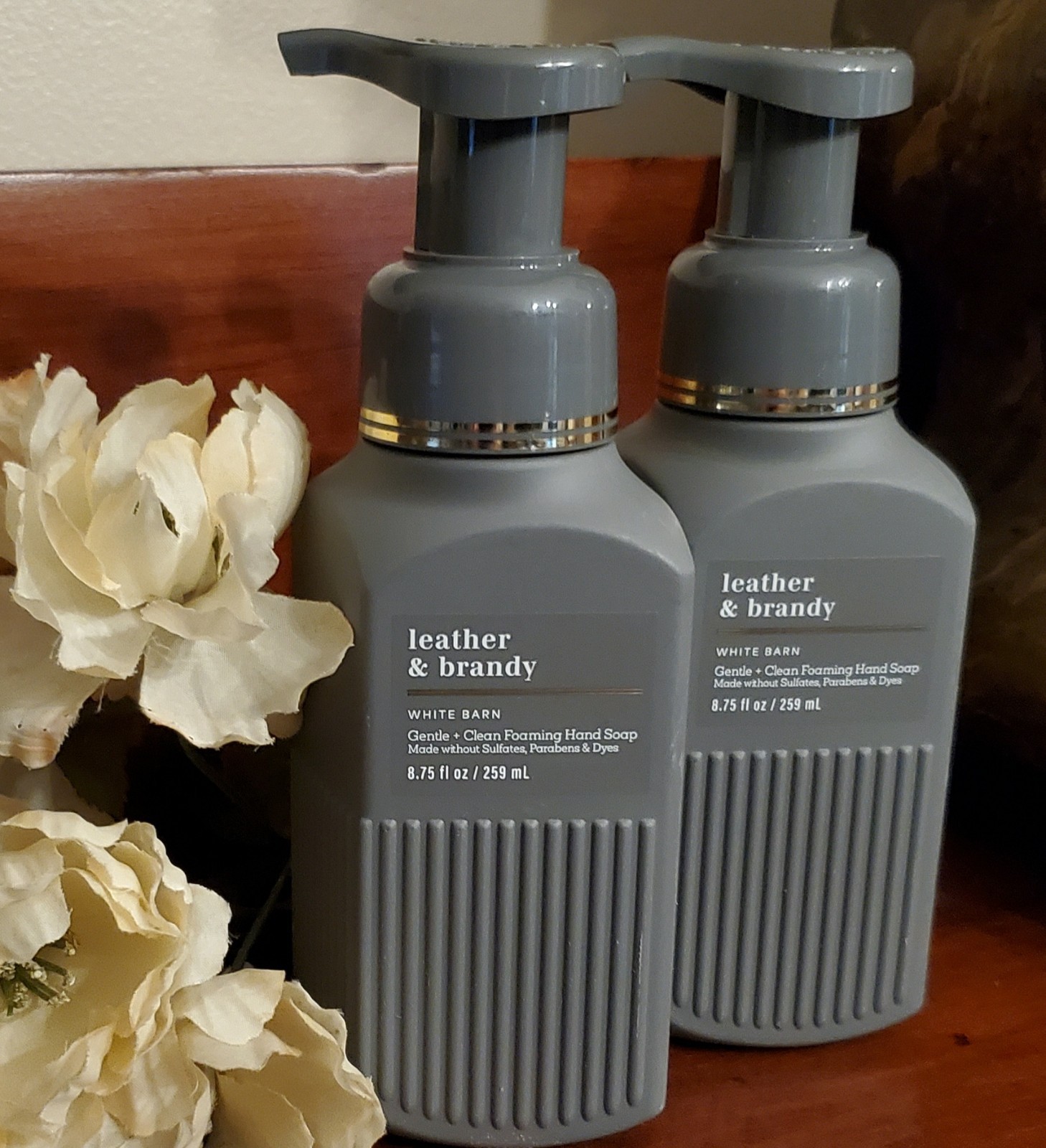 2 Bath Body Works LEATHER BRANDY Gentle Clean Foaming Hand Soap 8.75 oz NEW