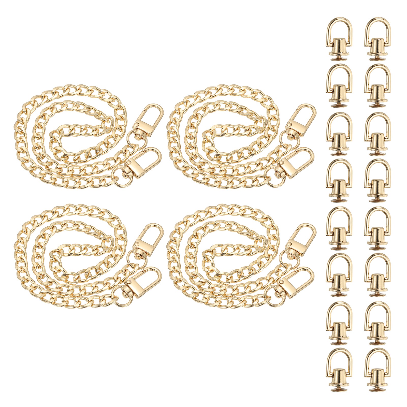 15.7" Flat Purse Chain 8 Pack Gold Purse Strap Handbag Chains with D-Rings