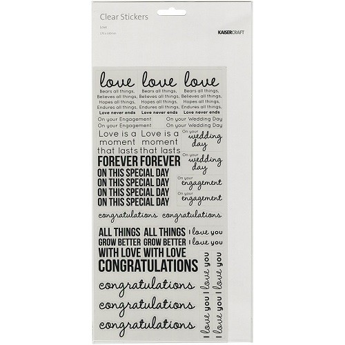 Kaisercraft ST927 Clear Stickers 5.75"X12" Love