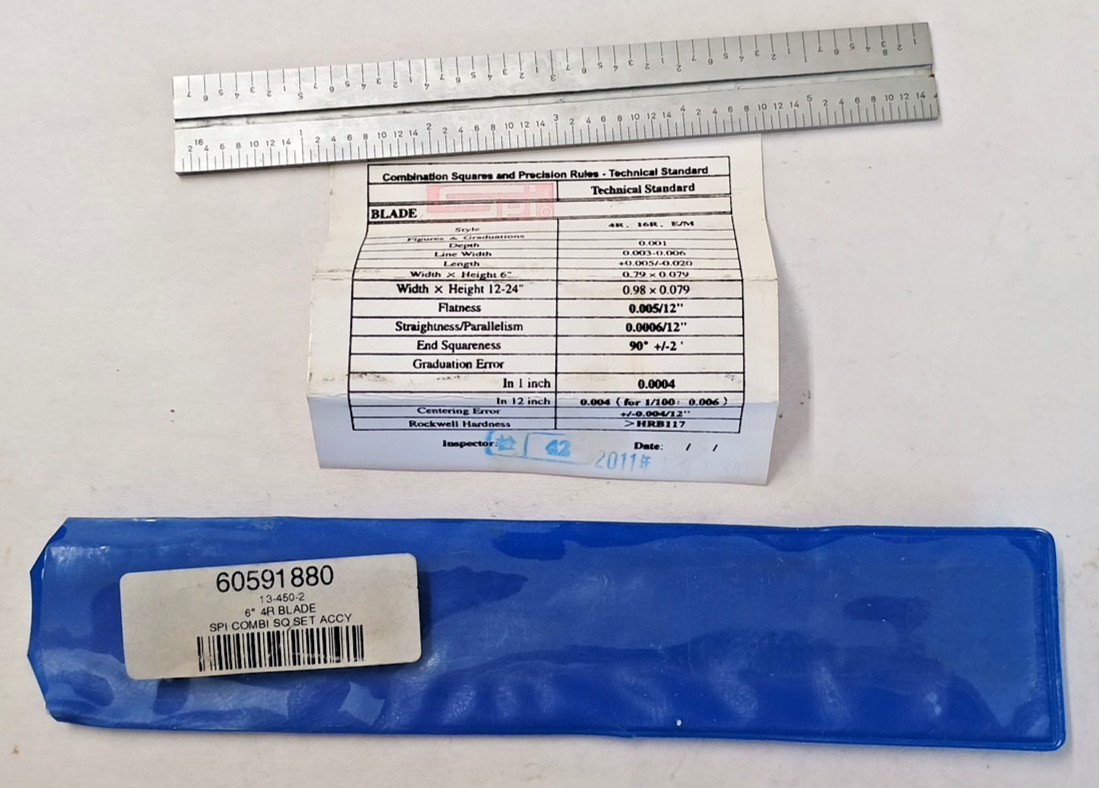 SPI 13-450-2 6" 4R Graduation Comb Square Blade 8th 16th 32th 64th