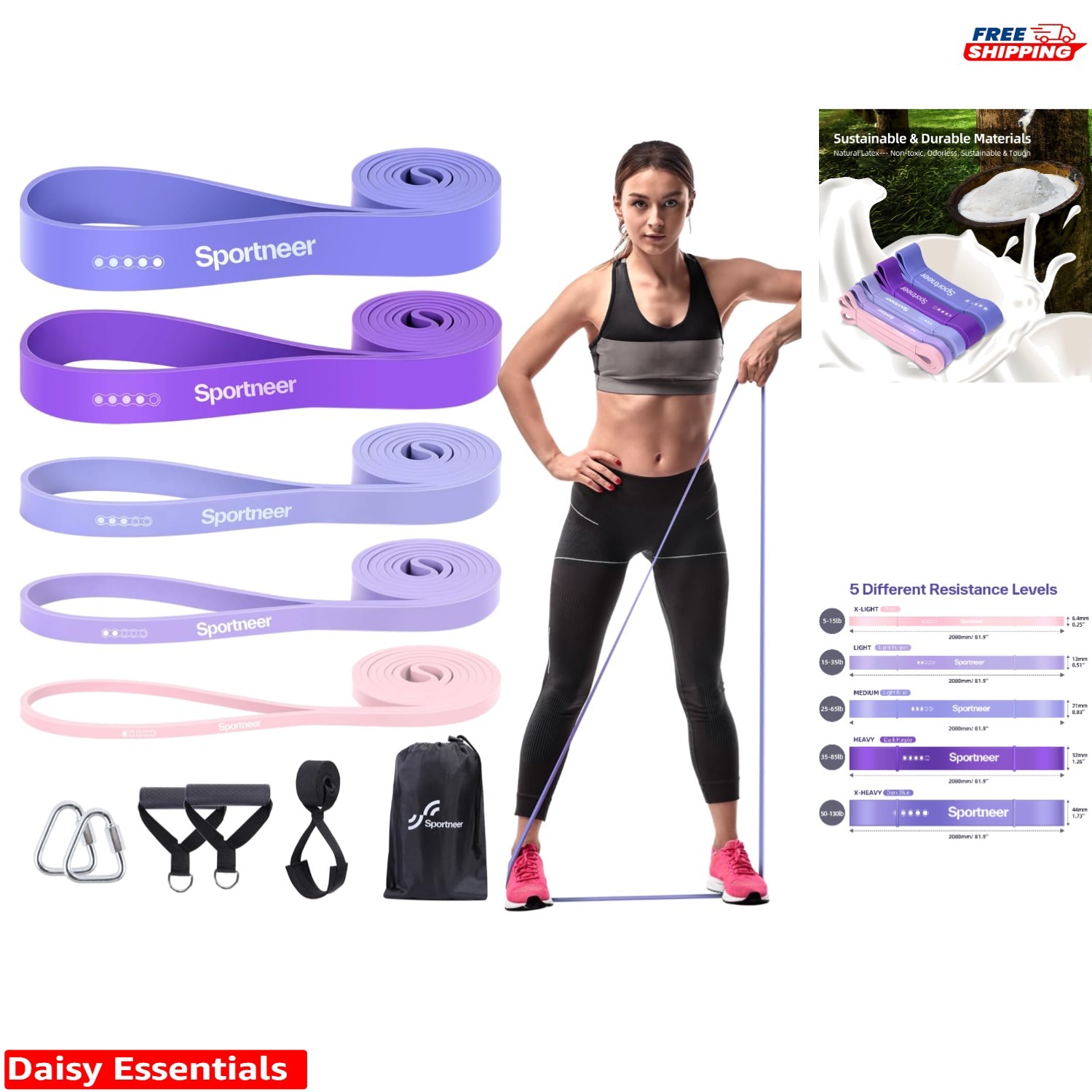 Lightweight Resistance Bands for Home Workouts: 5 Levels & Multi-Color Options
