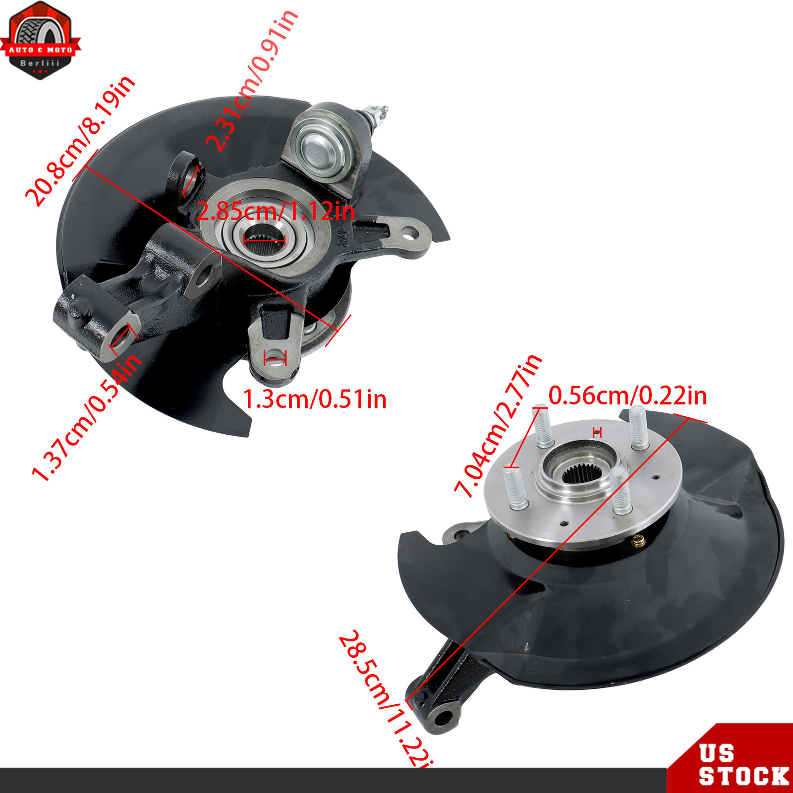 For 2003-2005 Honda Civic 1.7L Front Left Wheel Hub & Bearing Knuckle Assembly