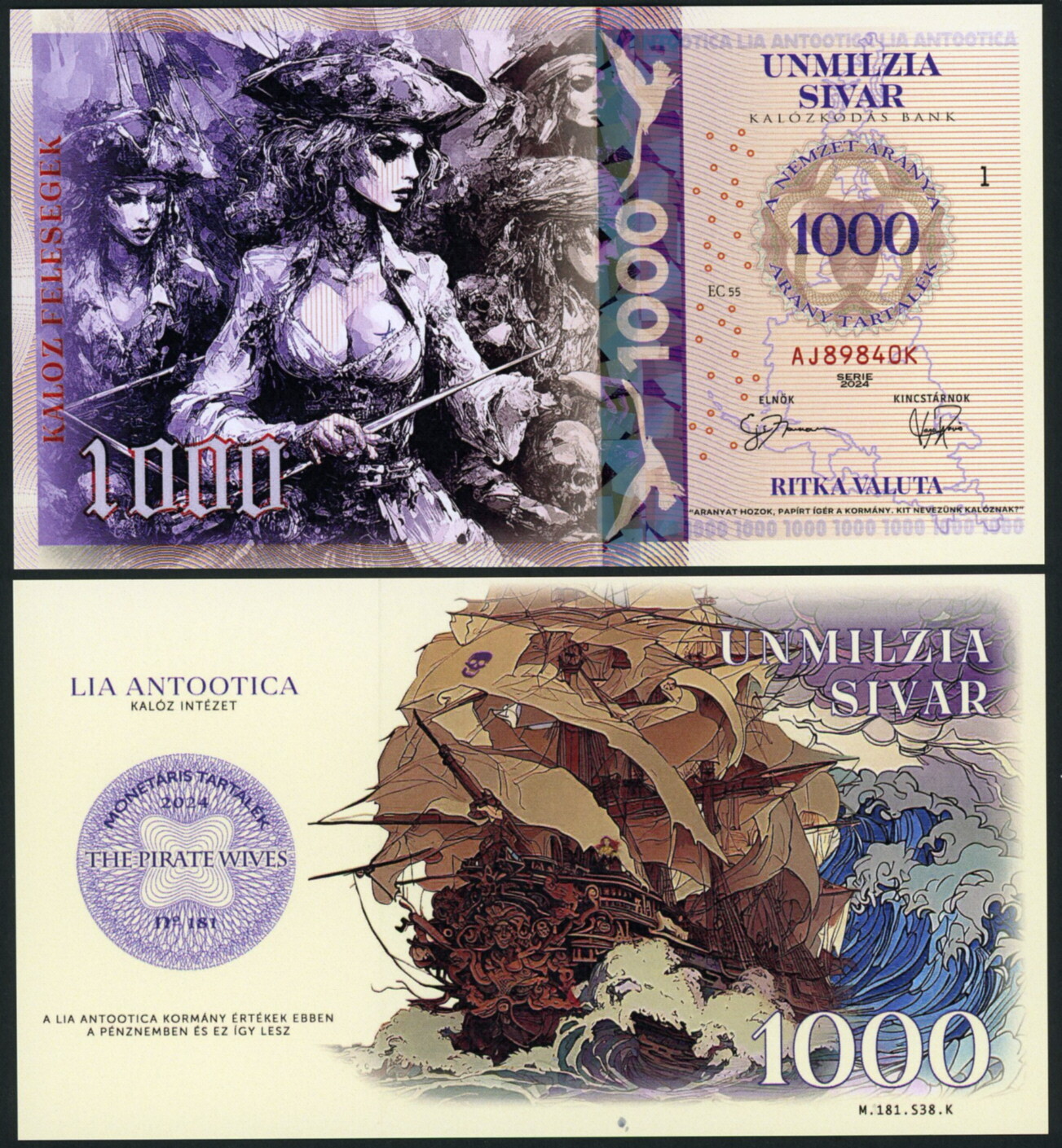 LIA ANTOOTICA 1000 SIVAR POLYMER FANTASY ART NOTE BY MUJAND PIRATE WIVES!