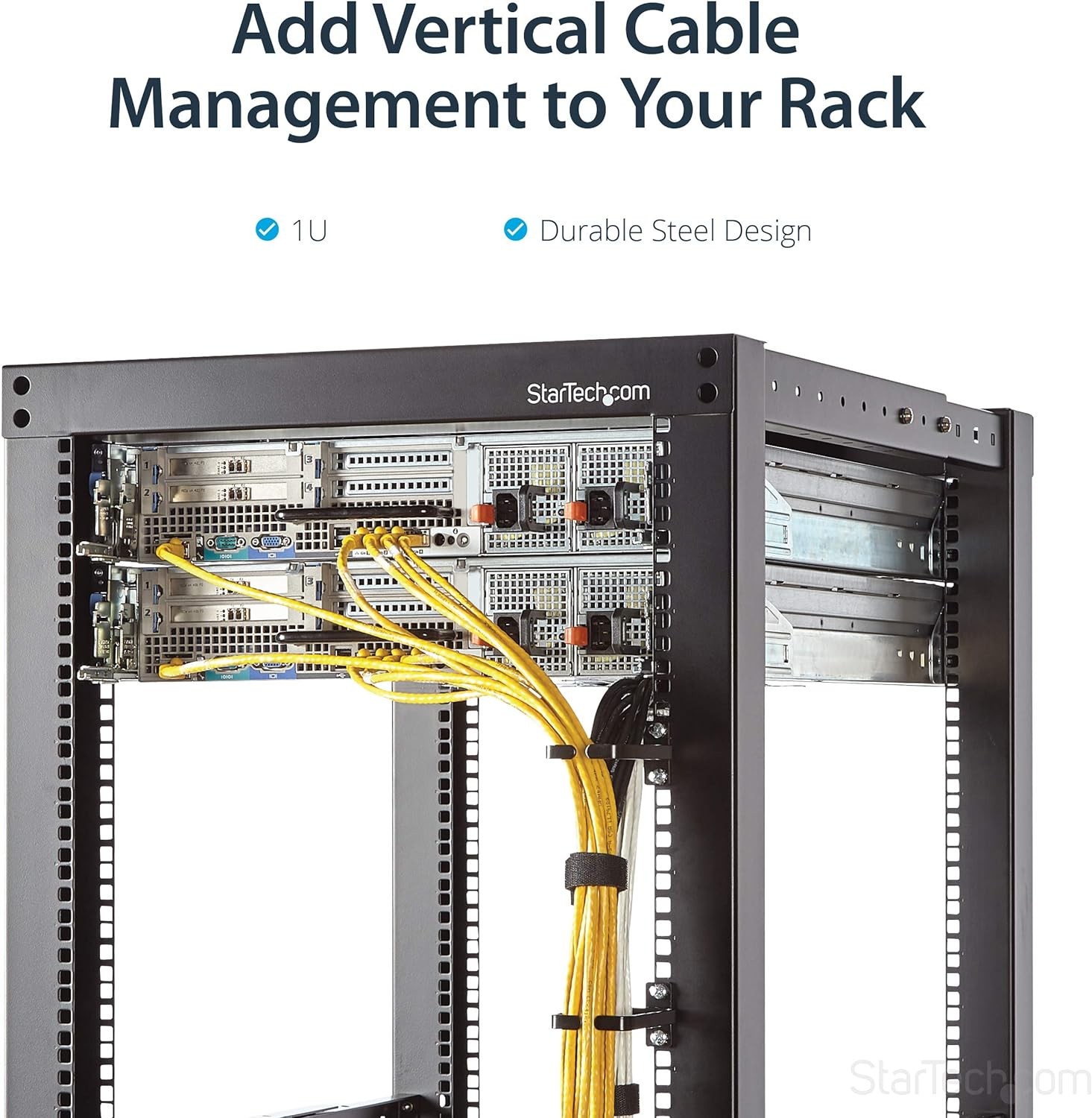 Startech CMHOOK1U 1U Vertical Server Rack Cable Management D-Ring Hook with Rack
