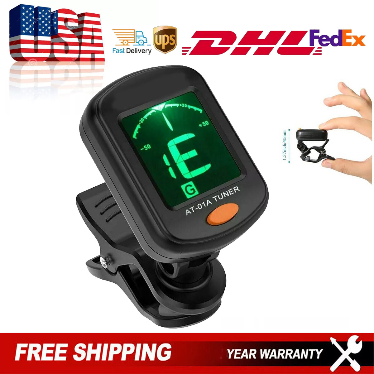 LCD Clip On Chromatic Acoustic Electric Guitar Bass Ukulele Banjo Violin Tuner
