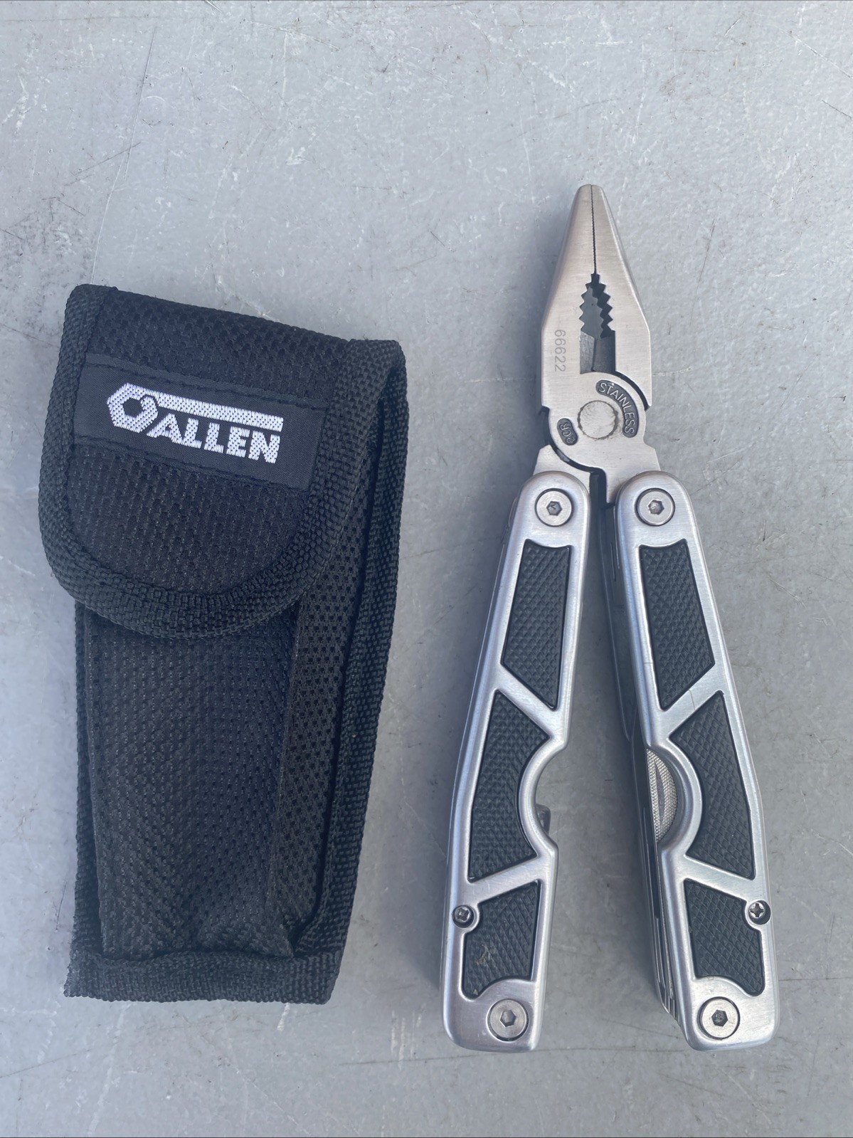 ALLEN Multi-Tool Stainless Steel Plier Knife Serrated Black Silver