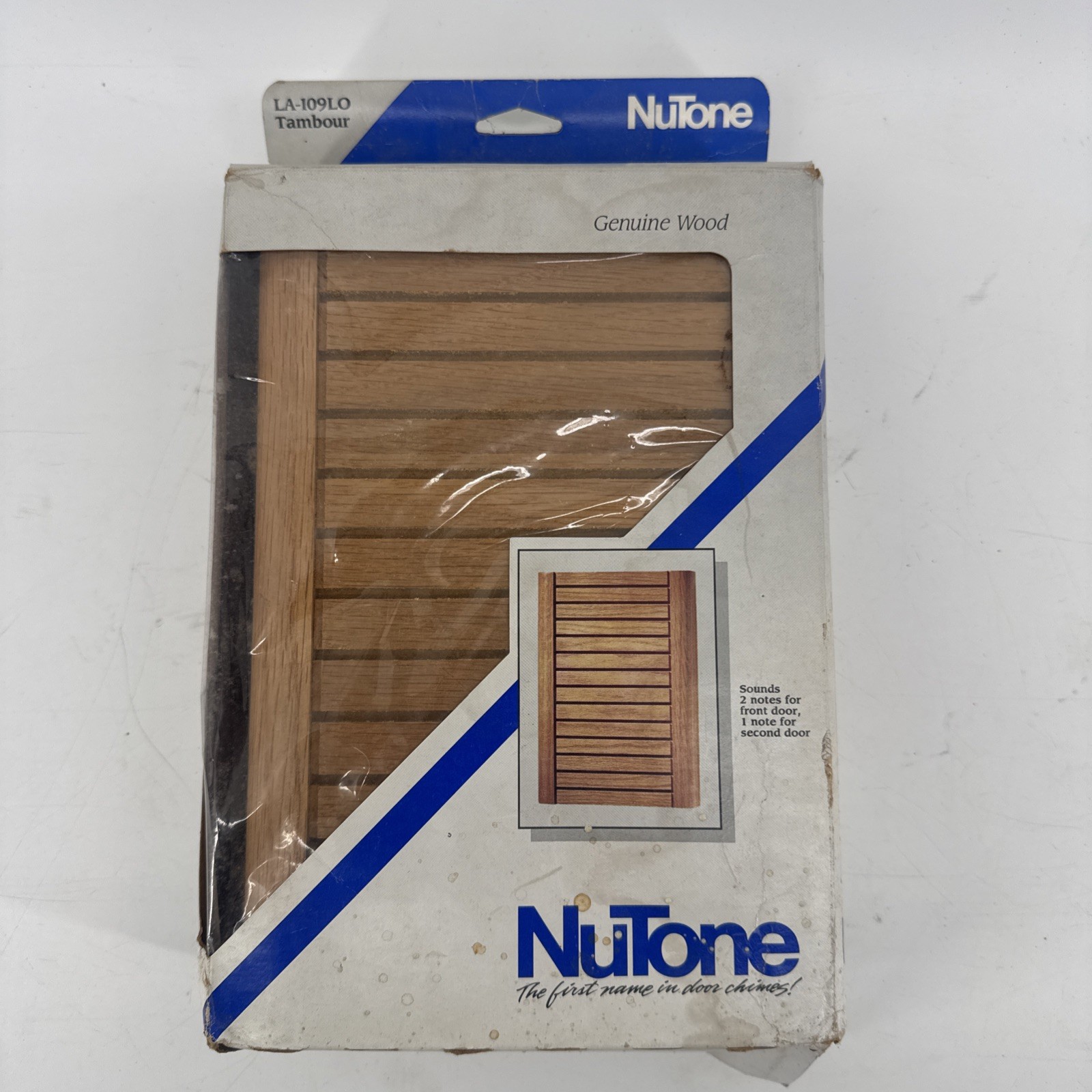NuTone LA-109NO Door Chime Tambour Light Natural Oak 2-Note NOS USA Made