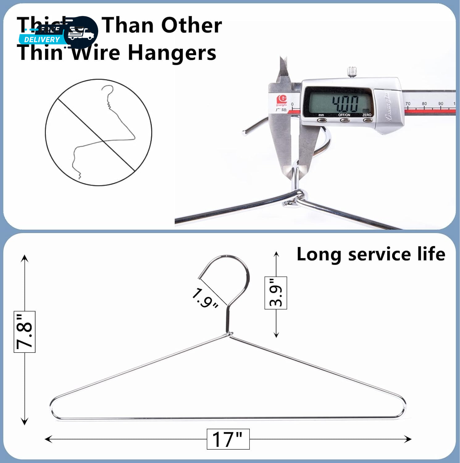 30 Pack Heavy Duty Metal Shirt Coat Hangers Stainless Steel Clothes Hanger