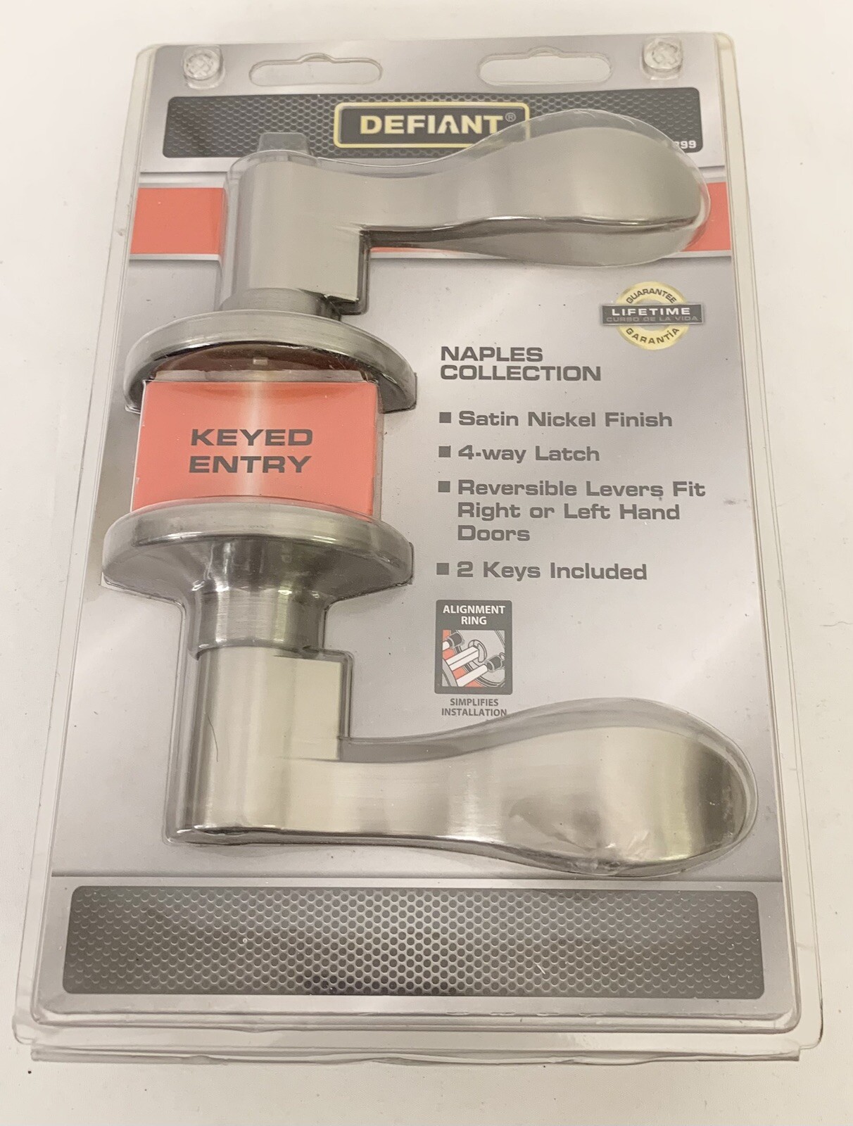 NEW Defiant Naples Collection Satin Nickel Keyed Entry Door Handles 534899 WAL12