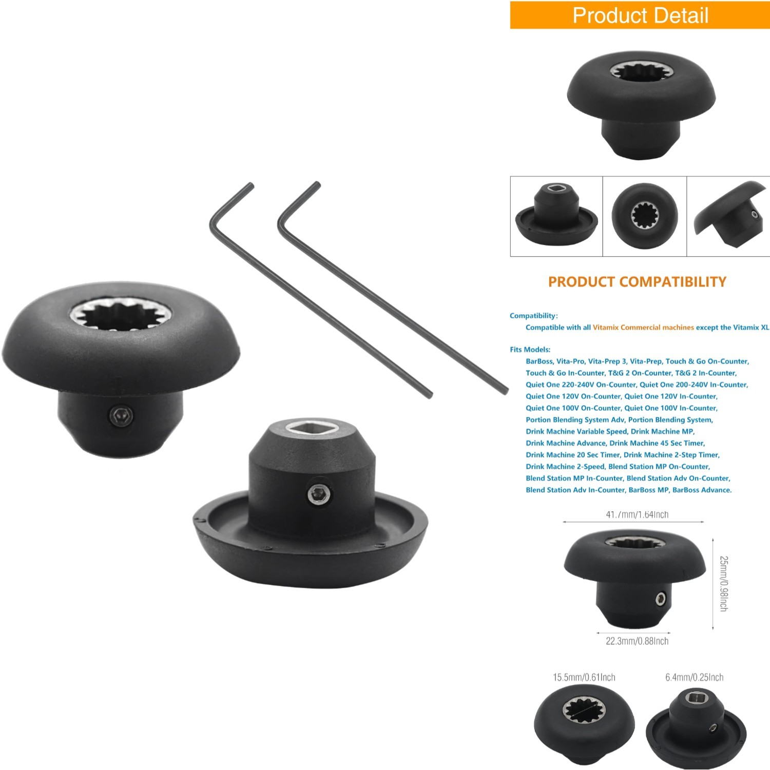 2 Pack Blender Drive Socket Kit 891 802 Replacement Parts W/ Allen Wrench Gear