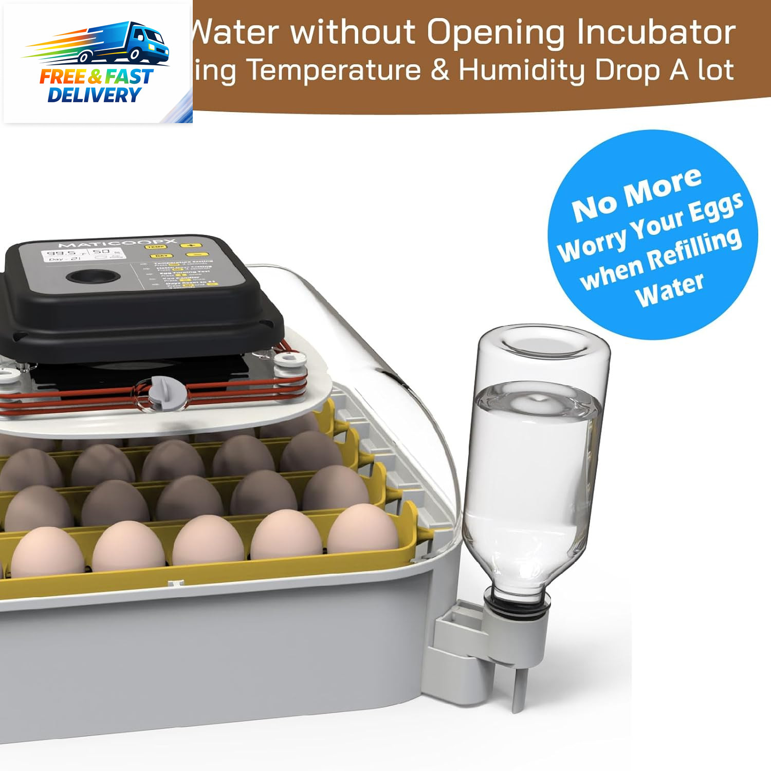 30 Egg Incubator with Humidity Display, Egg Candler, Automatic Egg Turner, for H