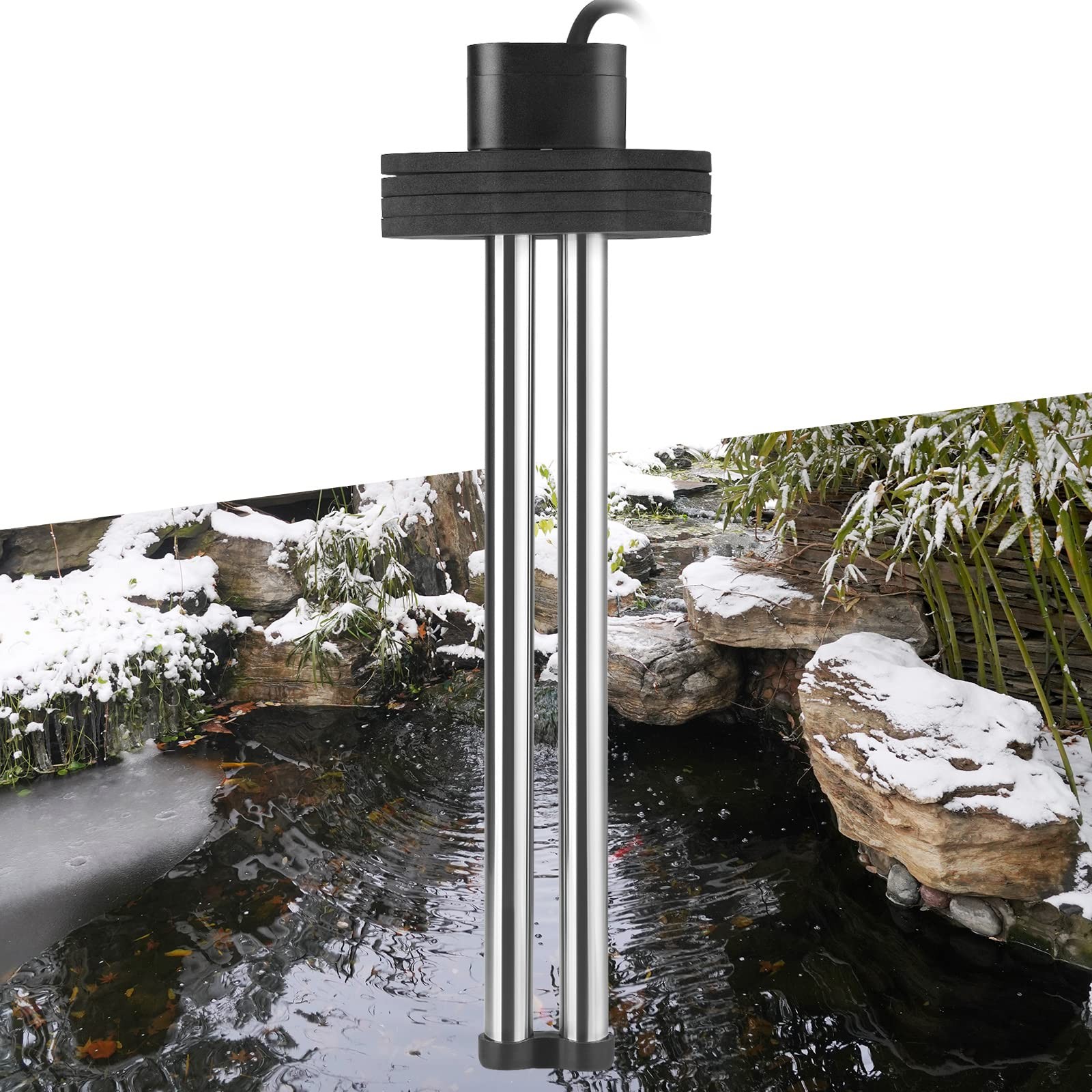 HITOP Outdoor Pond Heater - 150W 300W 600W Aquarium 600W, metallic color