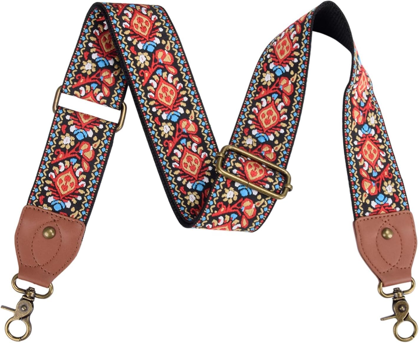 Purse Strap Replacement Crossbody Adjustable Bag Retro Red Blue Flower