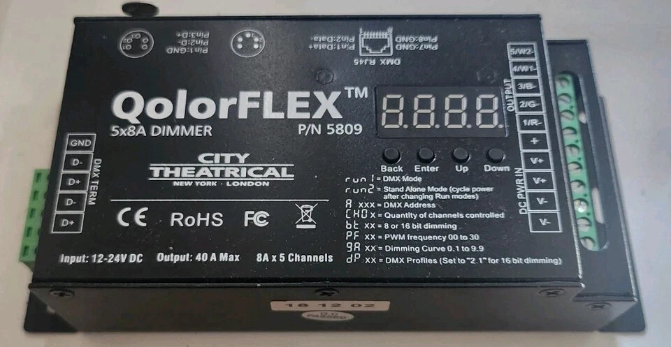 City Theatrical QolorFlex 5x8A Dimmer Part # 5809 - Dmx Led Controller RGBW