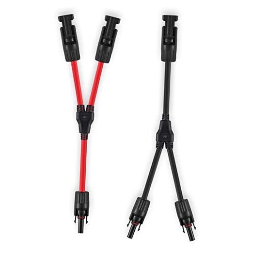 Solar Connectors Y Branch Parallel Adapter 10AWG 1 Pair M/FF and F/MM Red-Black