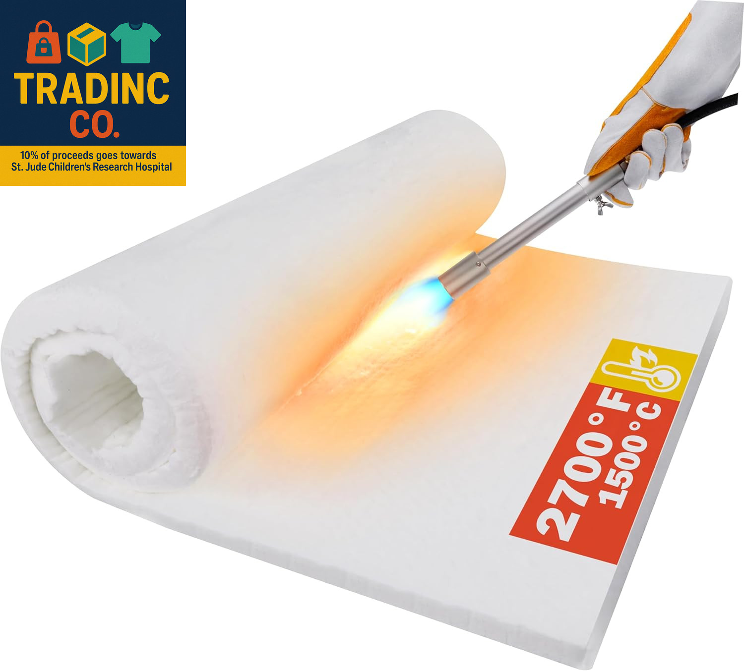 Ceramic Fiber Insulation, 24"X15.7"X1" Thick, 2600F Fireproof Insulation Blanket