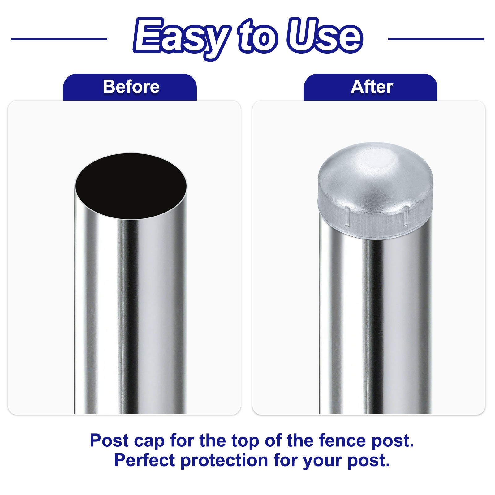 4Pcs Chain Link Fence Post Cap, Dome External Post Caps Fit 2-3/8" OD Pipe
