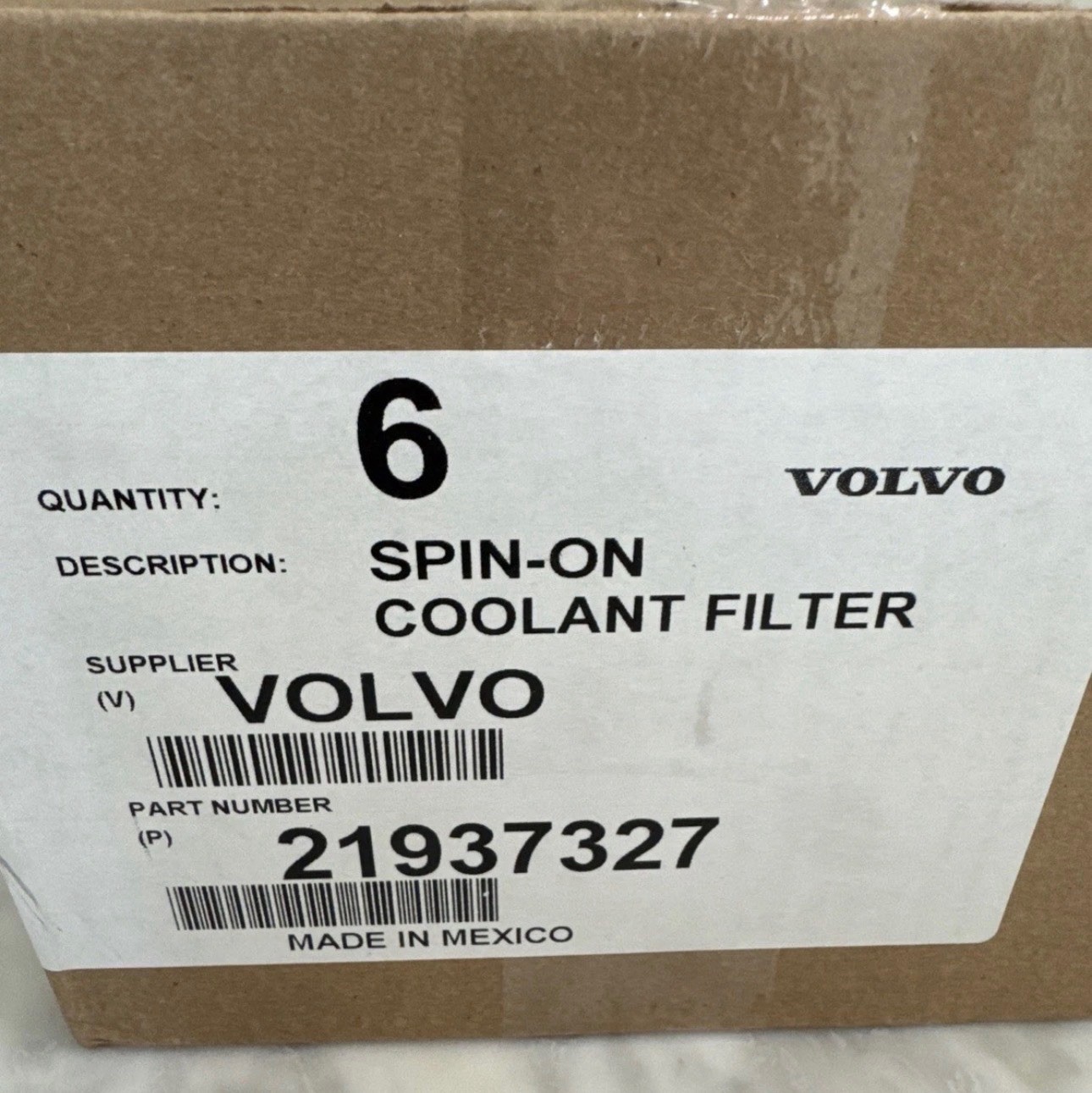 6-NEW GENUINE VOLVO D13. 21937327 Engine Coolant Filters. OEM