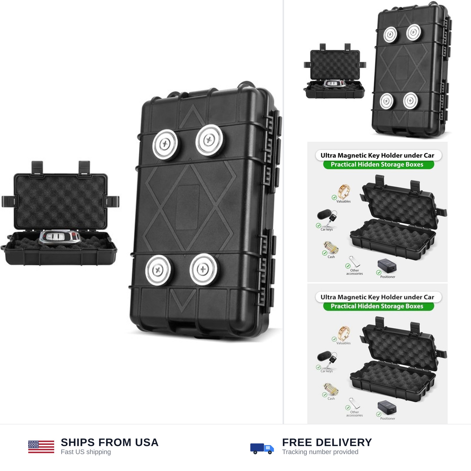 Magnetic Key Box for Under Car, Waterproof Hide a Key Magnetic Holder with St...