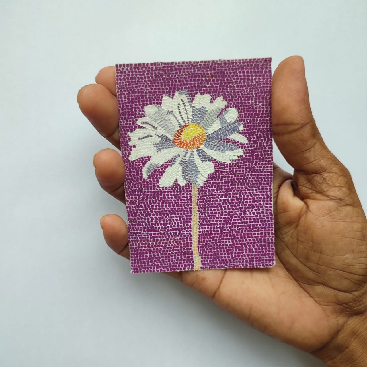 ACEO OOAK Handmade Art Card Daisy Flower Paper Mosaic Collage 2.5x3.5 Miniature