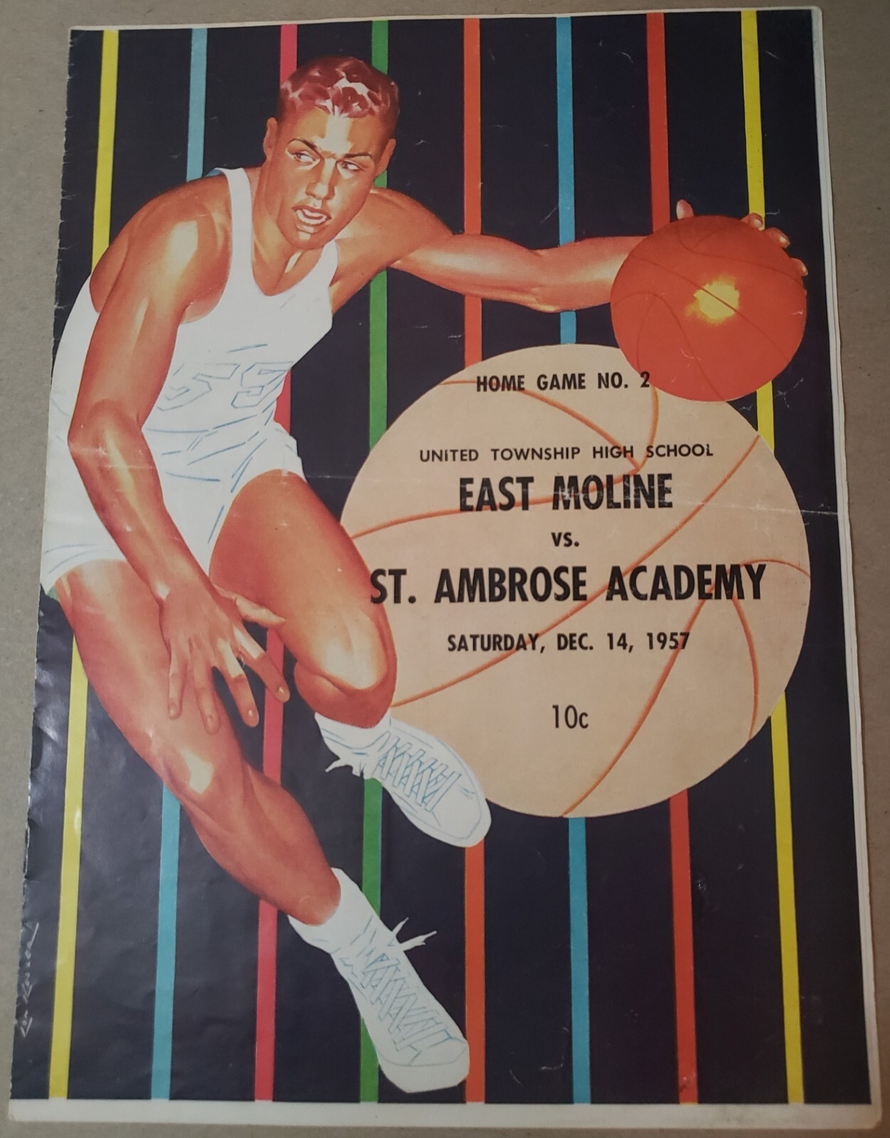 1957 East Moline United Township vs. St. Ambrose High School Basketball Program