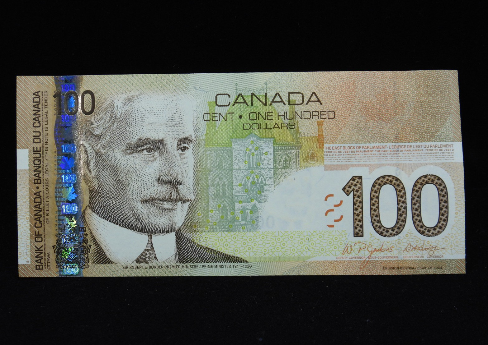 2004 $100 Bank of Canada Banknote BKC 6688053 Jenkins Dodge UNC Grade 2003 Print