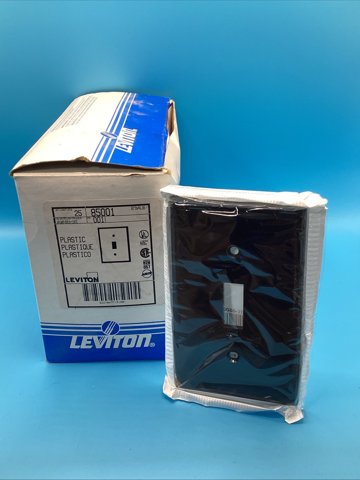 Lot Of 25 Leviton 85001 Brown 1-Gang Toggle Switch Plastic Wallplate Cover New