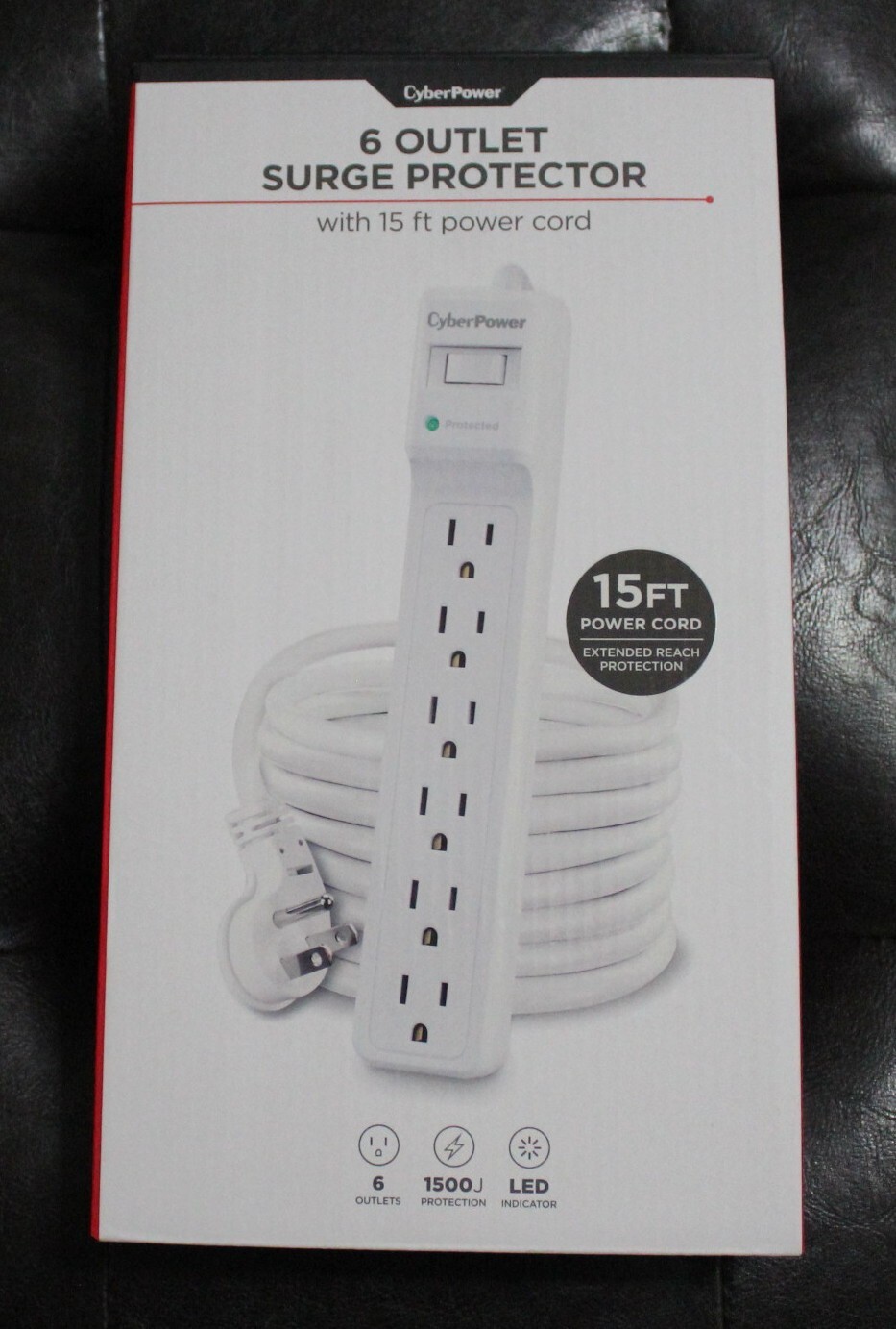 CyberPower Outlet Surge Protector with 15 ft. power cord 1500 Joules- B615 - NEW