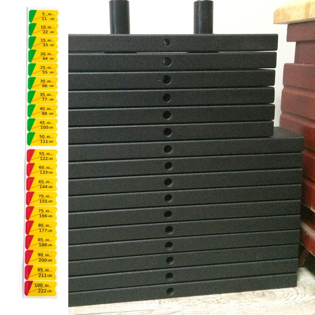 Gym Weight Markers Traceless Removal Various Weight Values PP Material Stickers