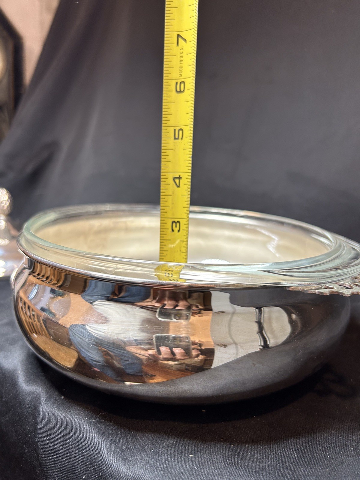 Sheffield Silverplate Casserole Dish w Lid Pyrex Insert 128