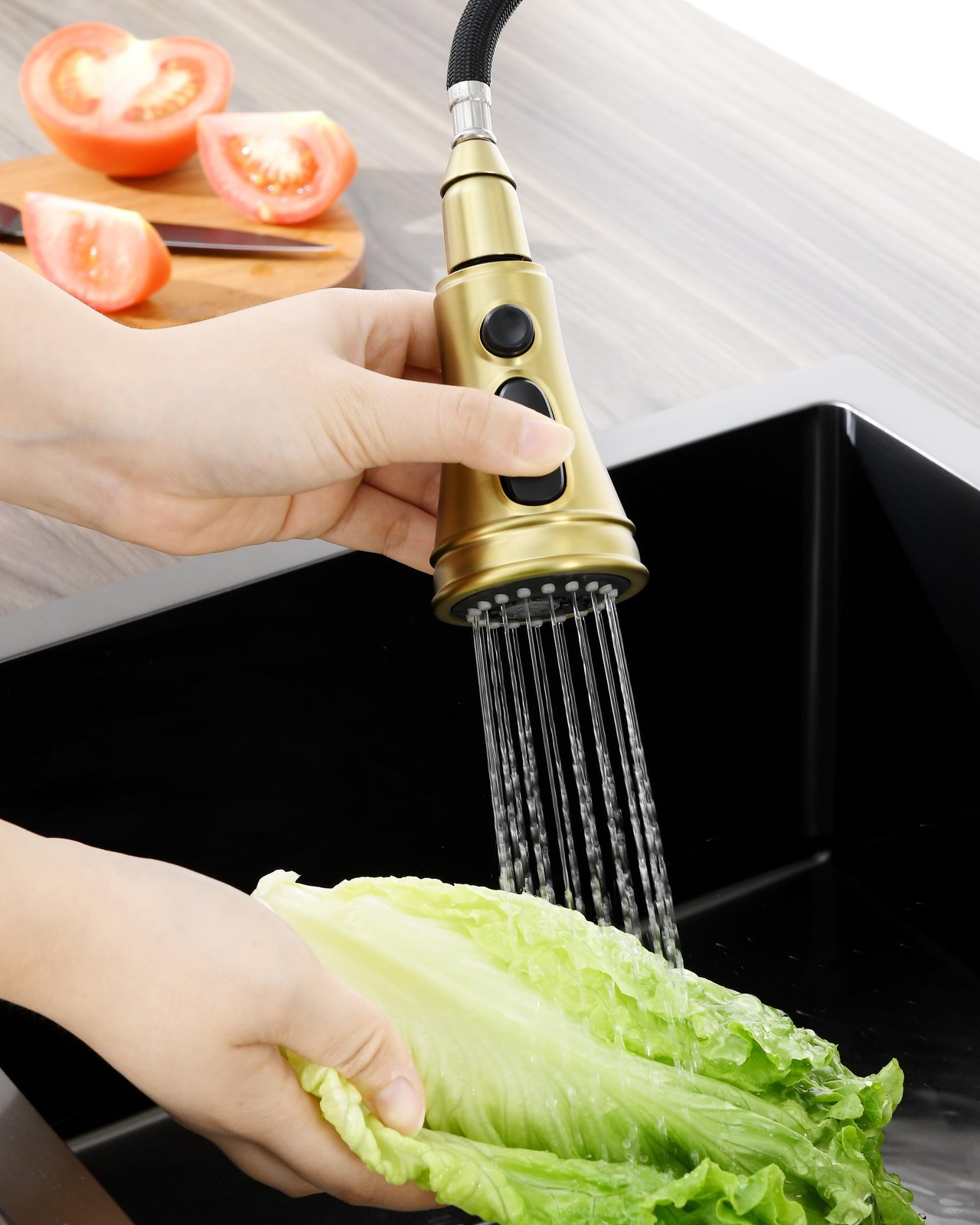 Kitchen Faucet Spray Head Replacement - Pull Down Sprayer Brushed Gold