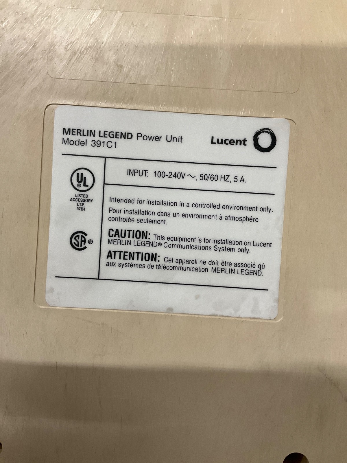Lucent 391C1 Merlin Legend AT&T Power Unit