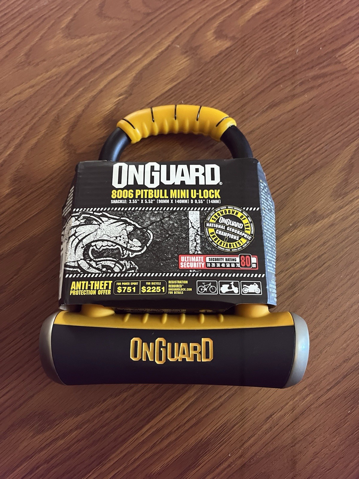 OnGuard Pitbull Medium U-Lock – 14 mm Hardened Steel Shackle, 240 x 170 mm