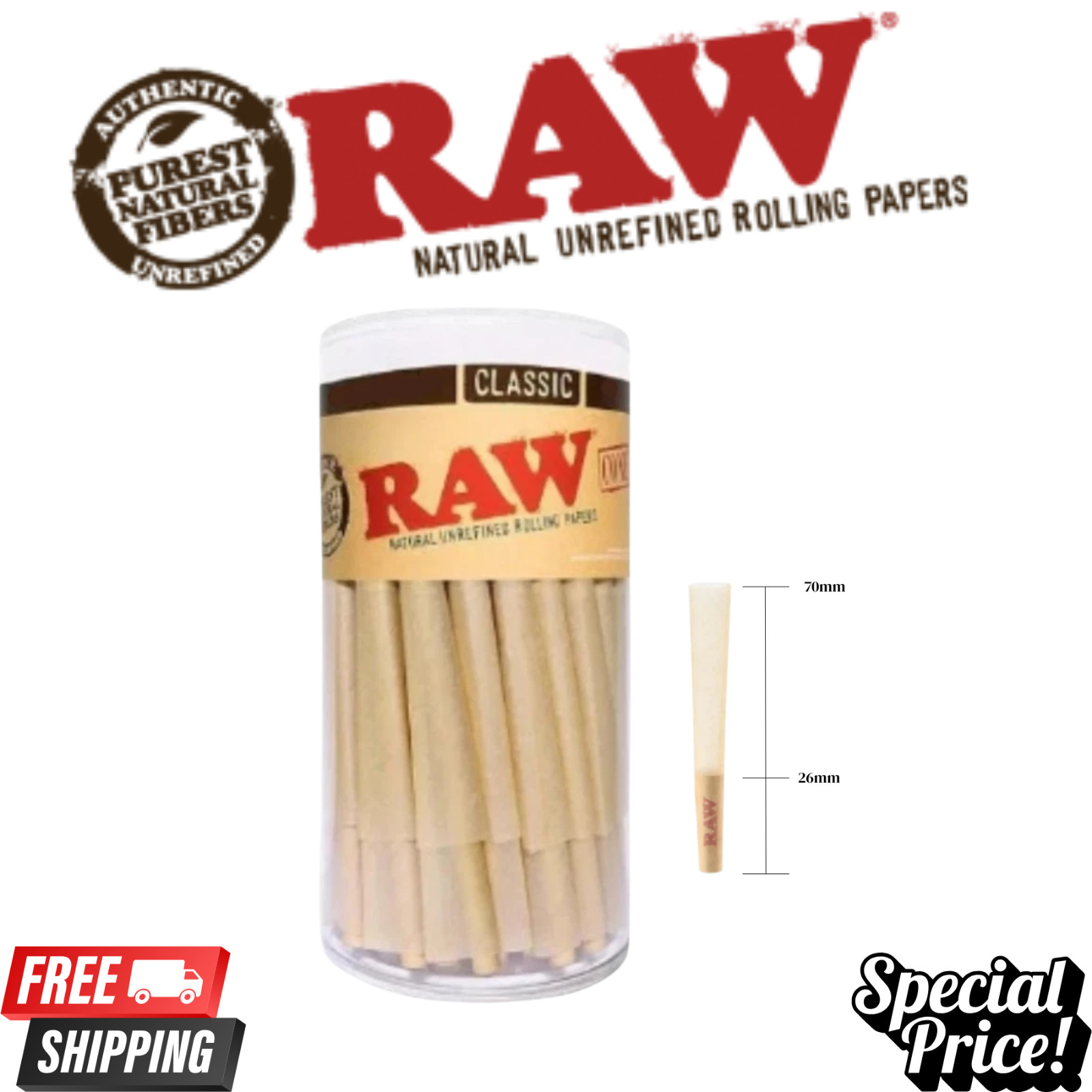 RAW Cones Single Size 70/26 Dogwalker – 102 Pack