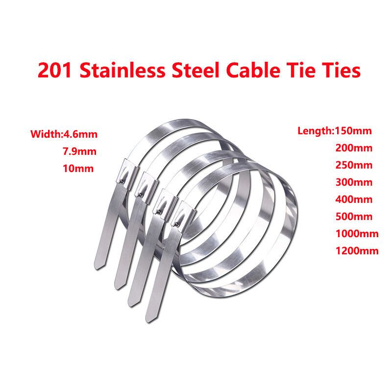 201 Stainless Steel Cable Tie Ties Heat Exhaust Wrap Metal Zip Tie Various Sizes