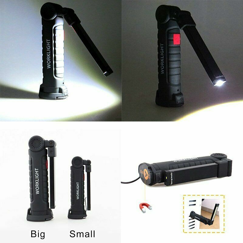 2 Rechargeable COB LED Slim Work Light Lamp Flashlight Inspect Folding Torch USA